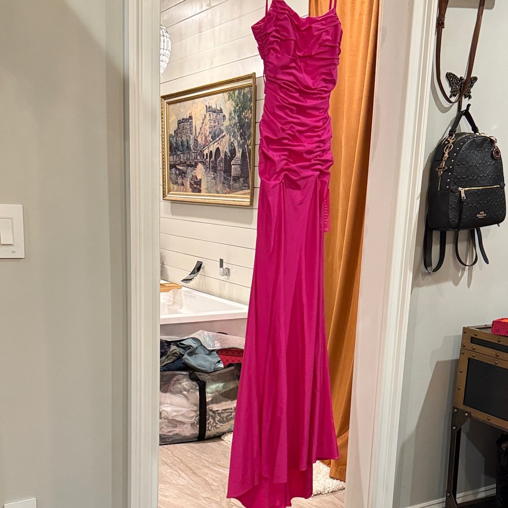 Elegant Pink Ruched Gown